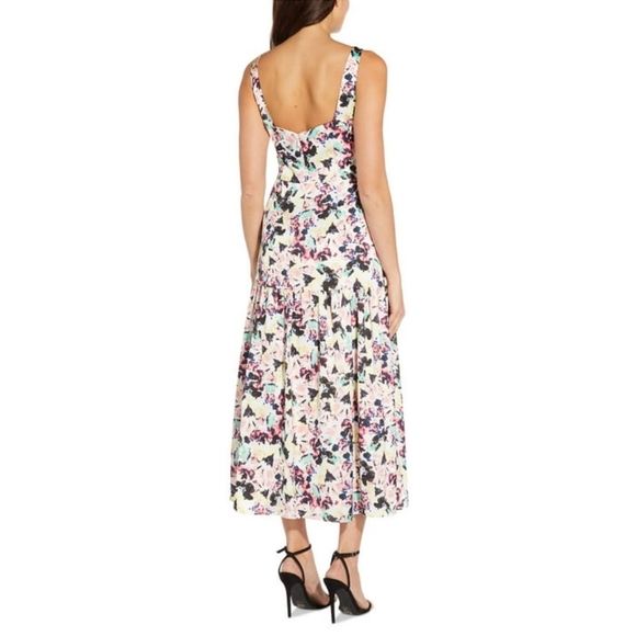 Aiden Mattox Women's NWT Satin Pleated Floral Sleeveless Midi Dress Size 2 - Picture 8 of 16